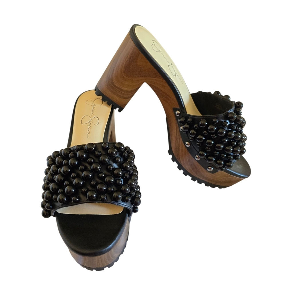 Jessica Simpson Black Beaded Mules
